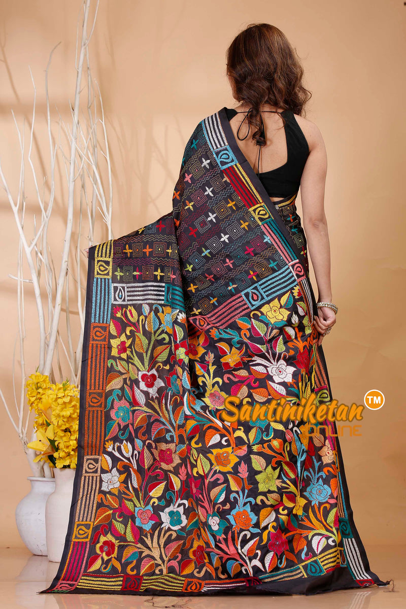 Butter Silk Kantha Stitch Saree SN202421176