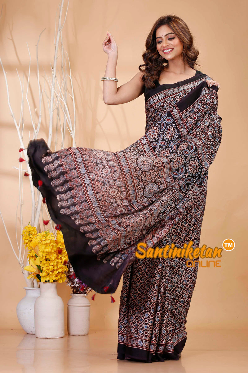 Ajrakh Hand Block On Modal Silk SN202421202