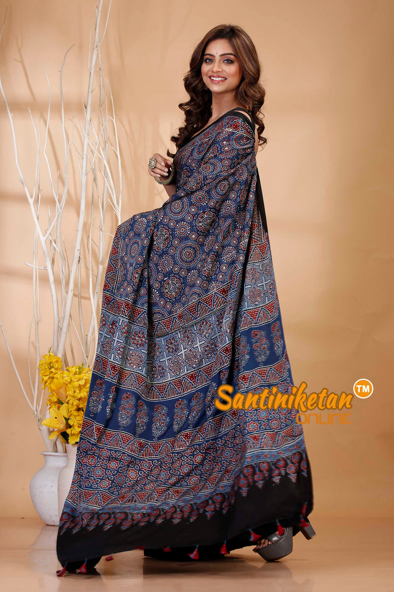 Ajrakh Hand Block On Modal Silk SN202421227