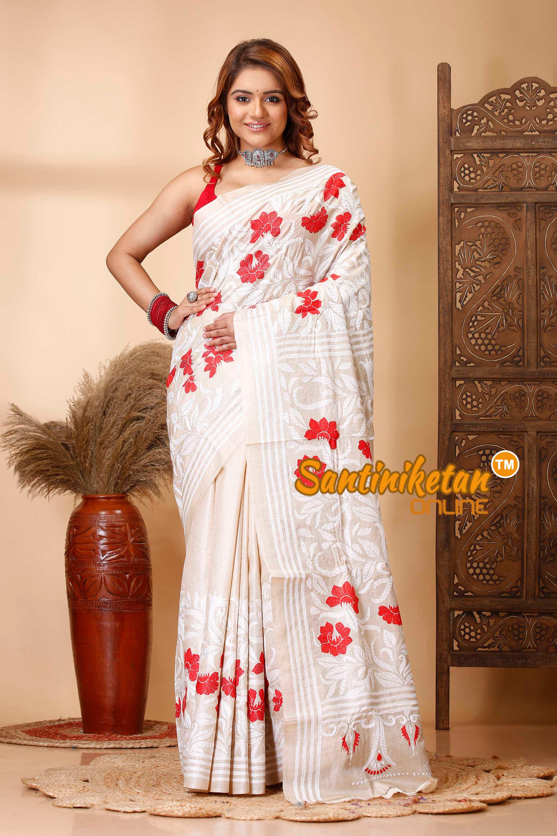 Pure Gachi Tussar Silk Kantha Stitch Saree SN202521259