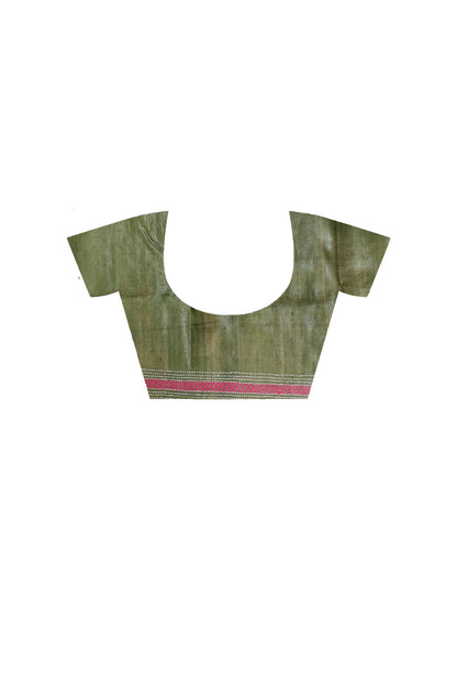 Pure Dye Tussar Silk Kantha Stitch Saree SN202521344