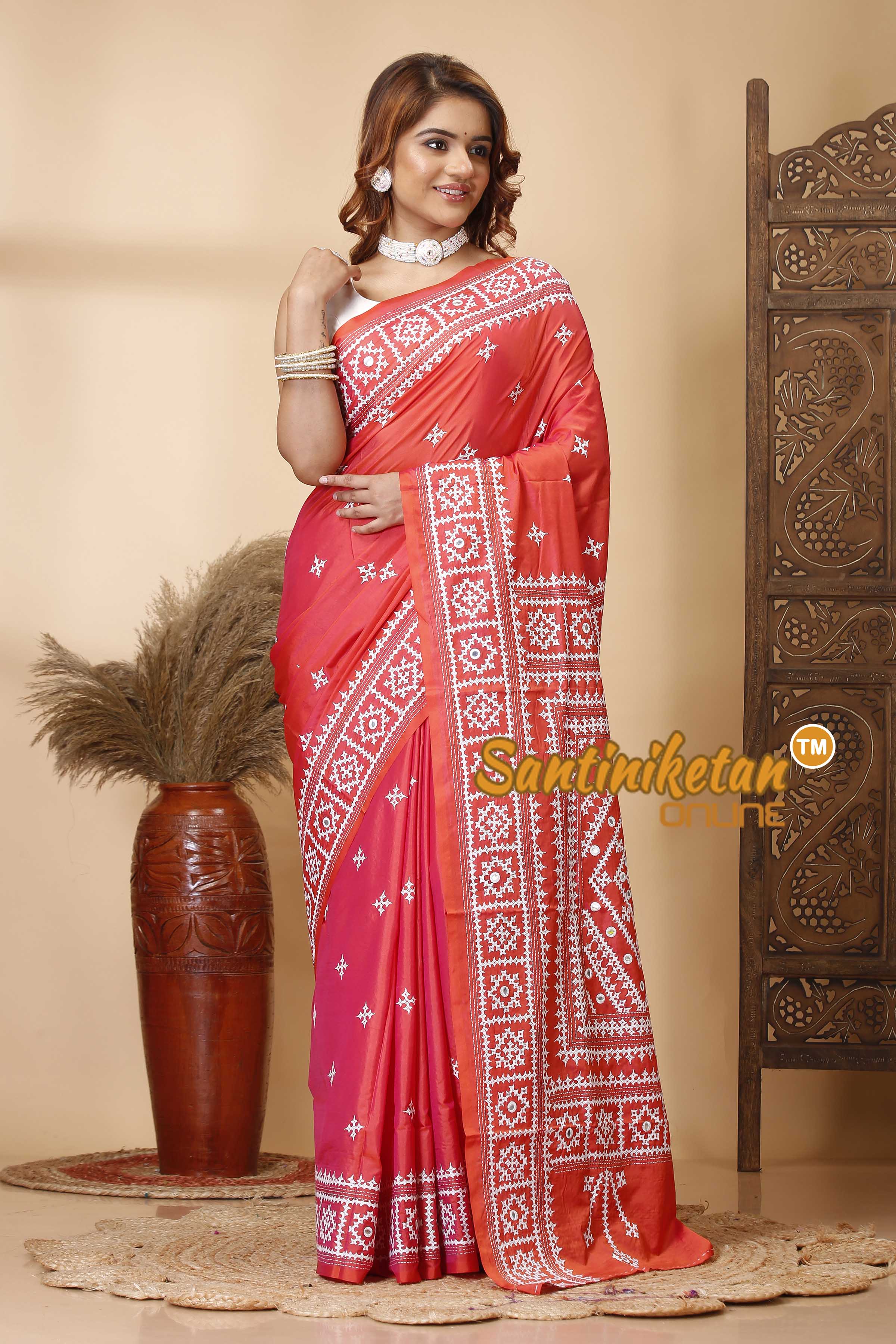 Butter Silk Gujrati Stitch Saree SN202521356