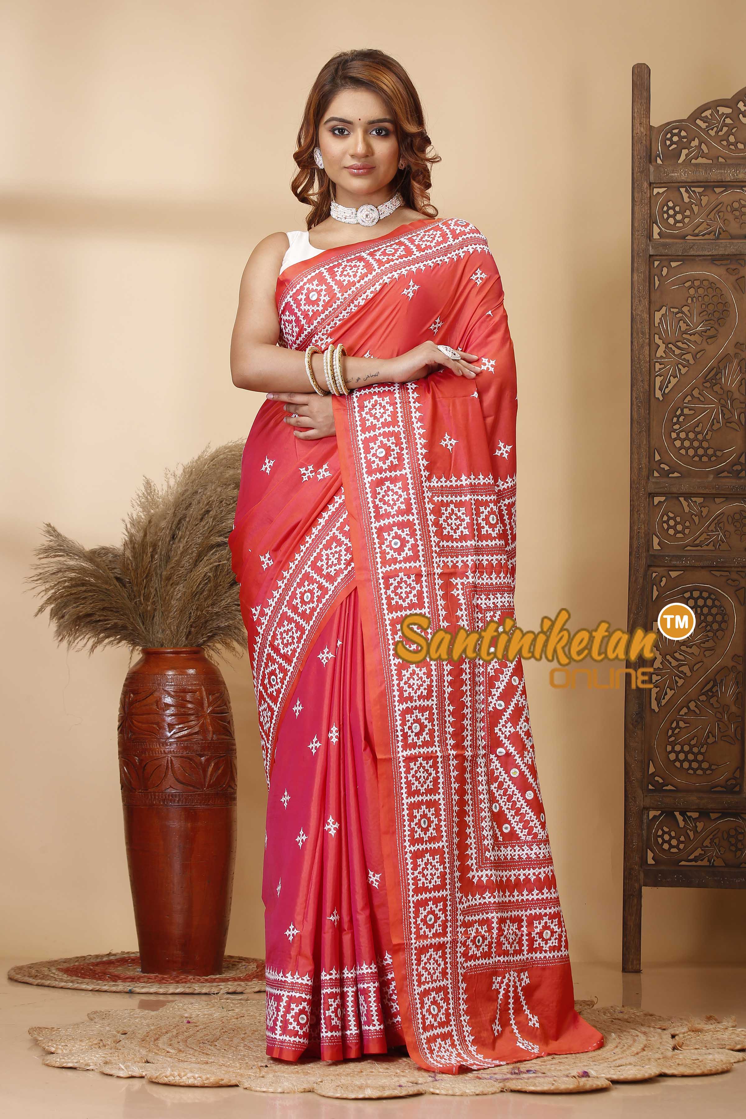 Butter Silk Gujrati Stitch Saree SN202521356
