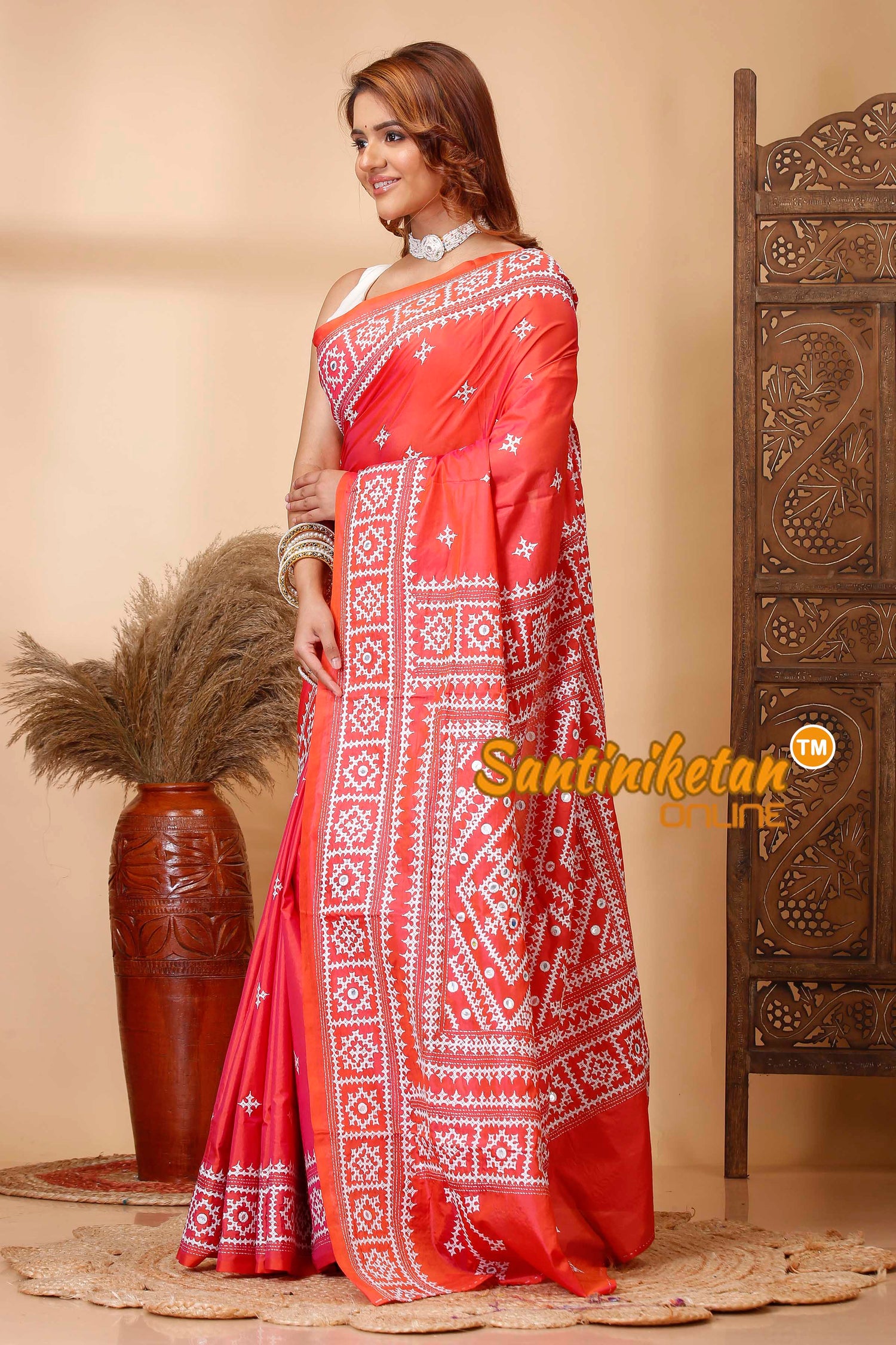 Butter Silk Gujrati Stitch Saree SN202521356