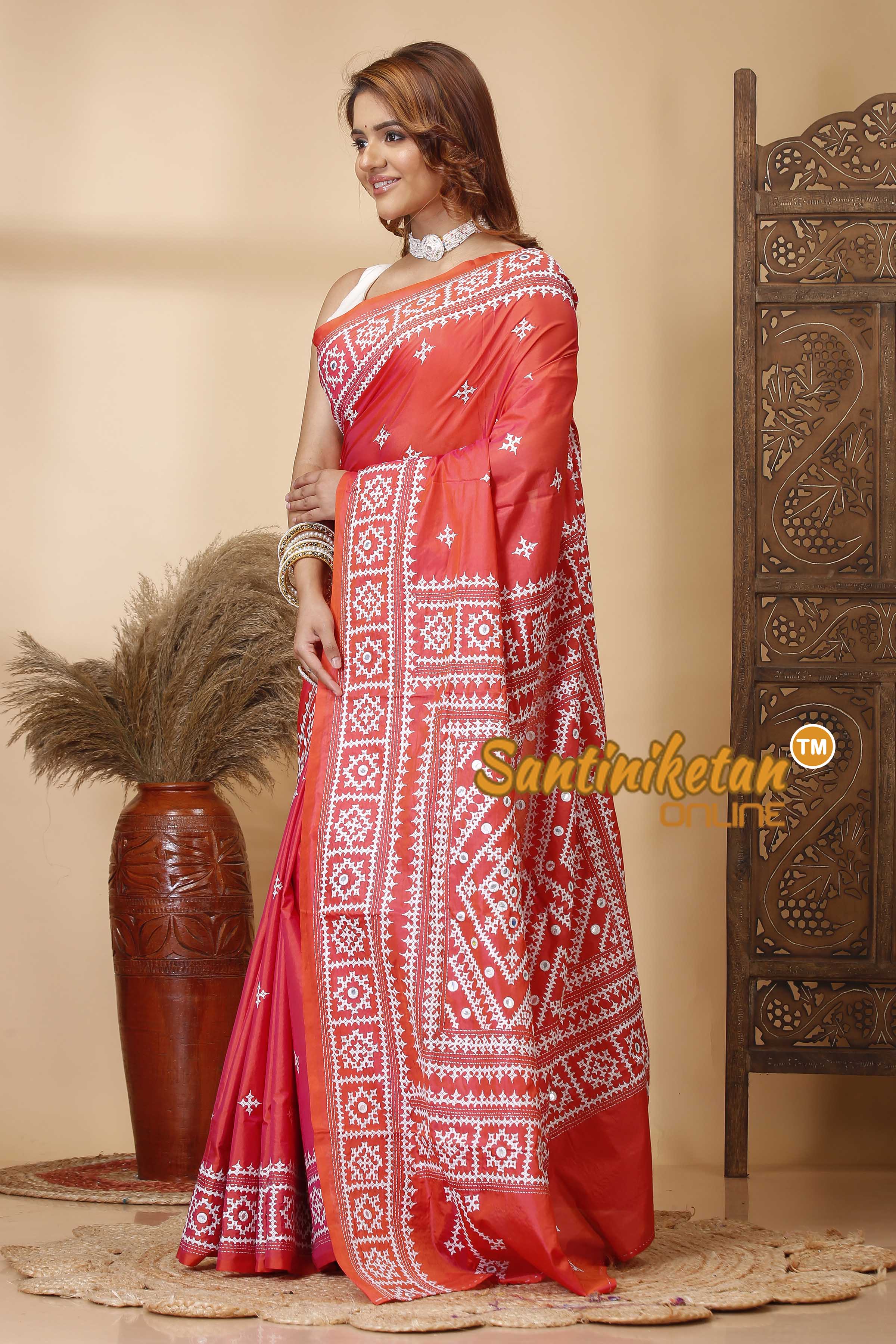 Butter Silk Gujrati Stitch Saree SN202521356