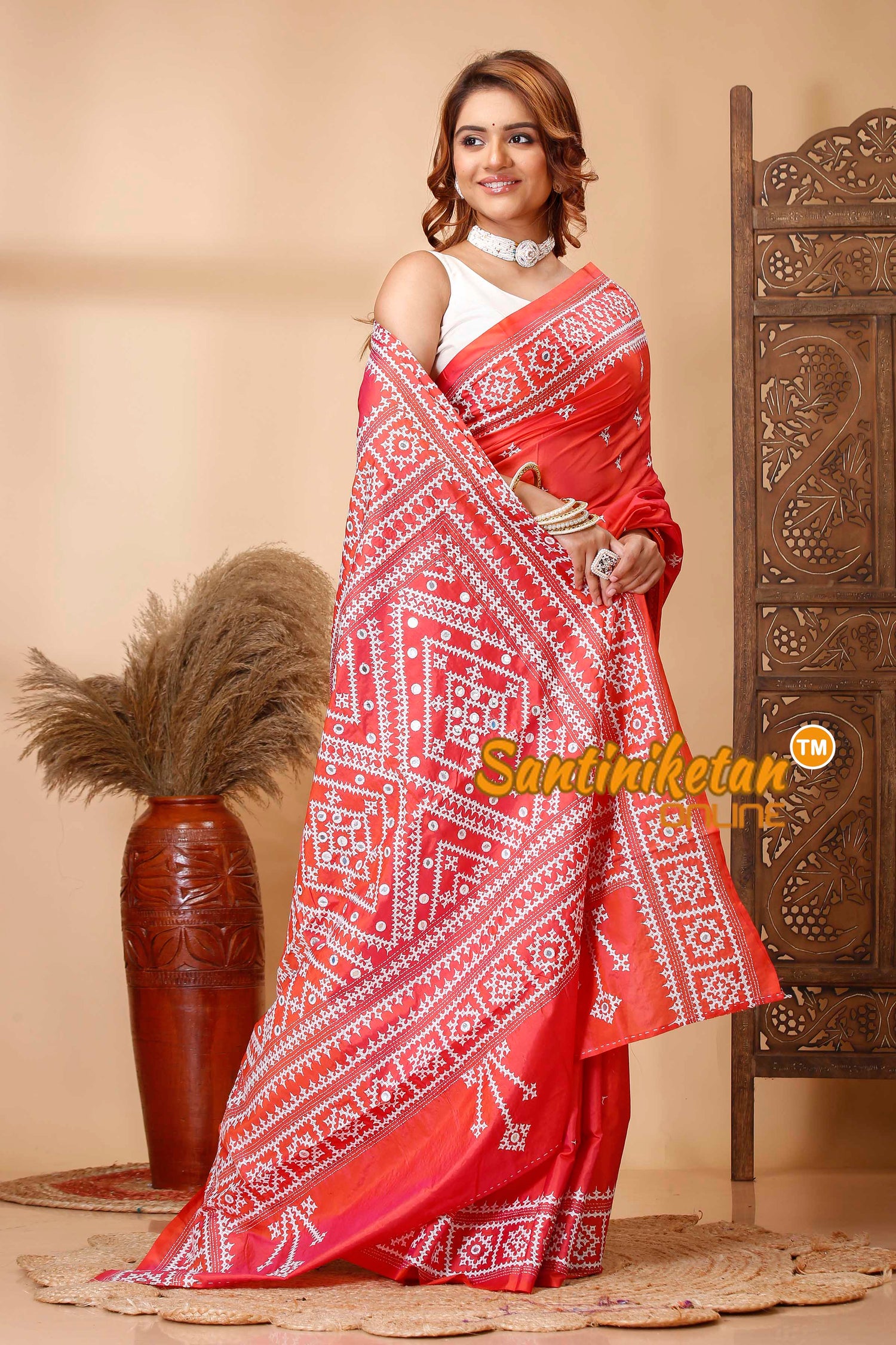 Butter Silk Gujrati Stitch Saree SN202521356