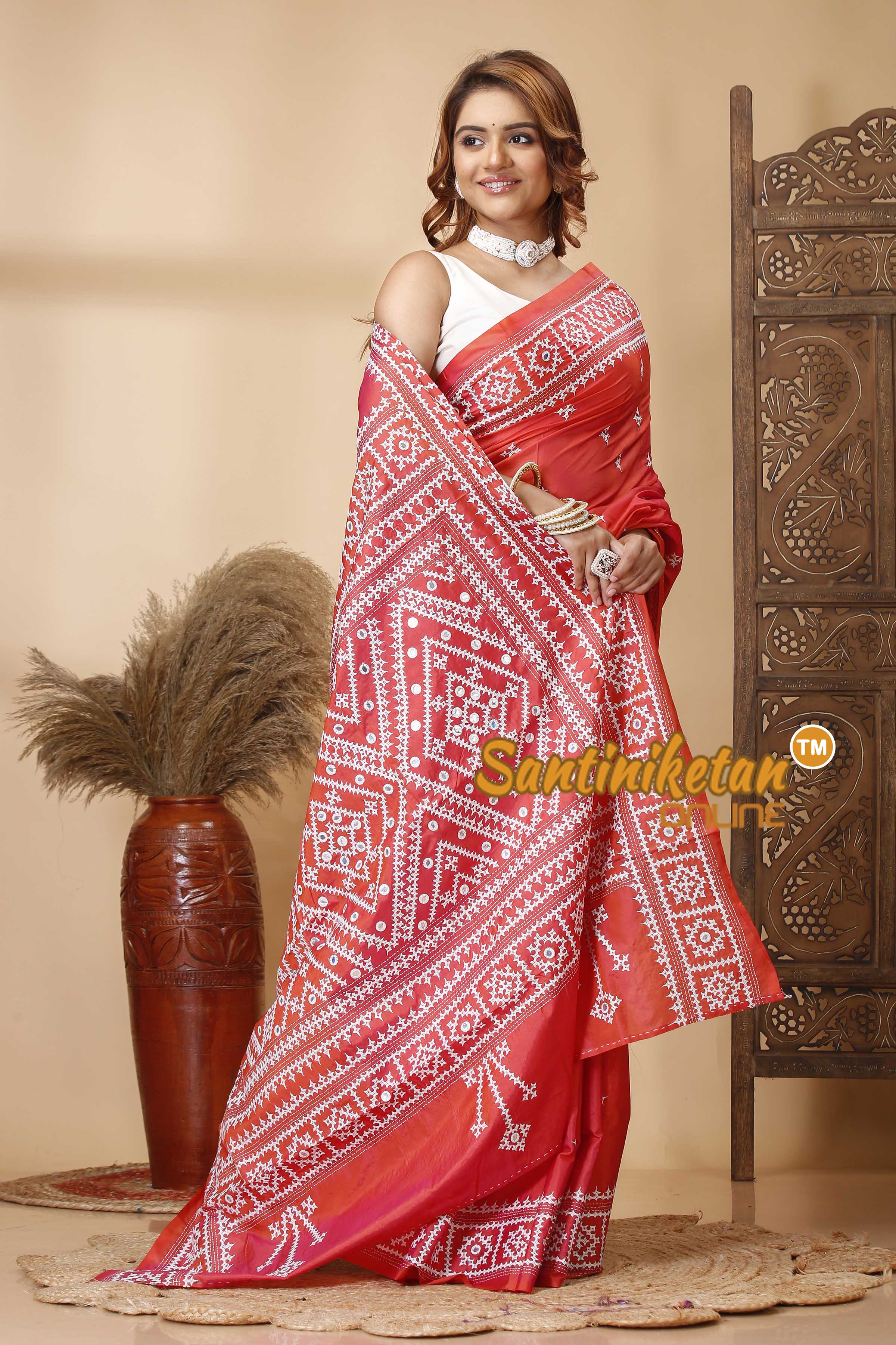 Butter Silk Gujrati Stitch Saree SN202521356