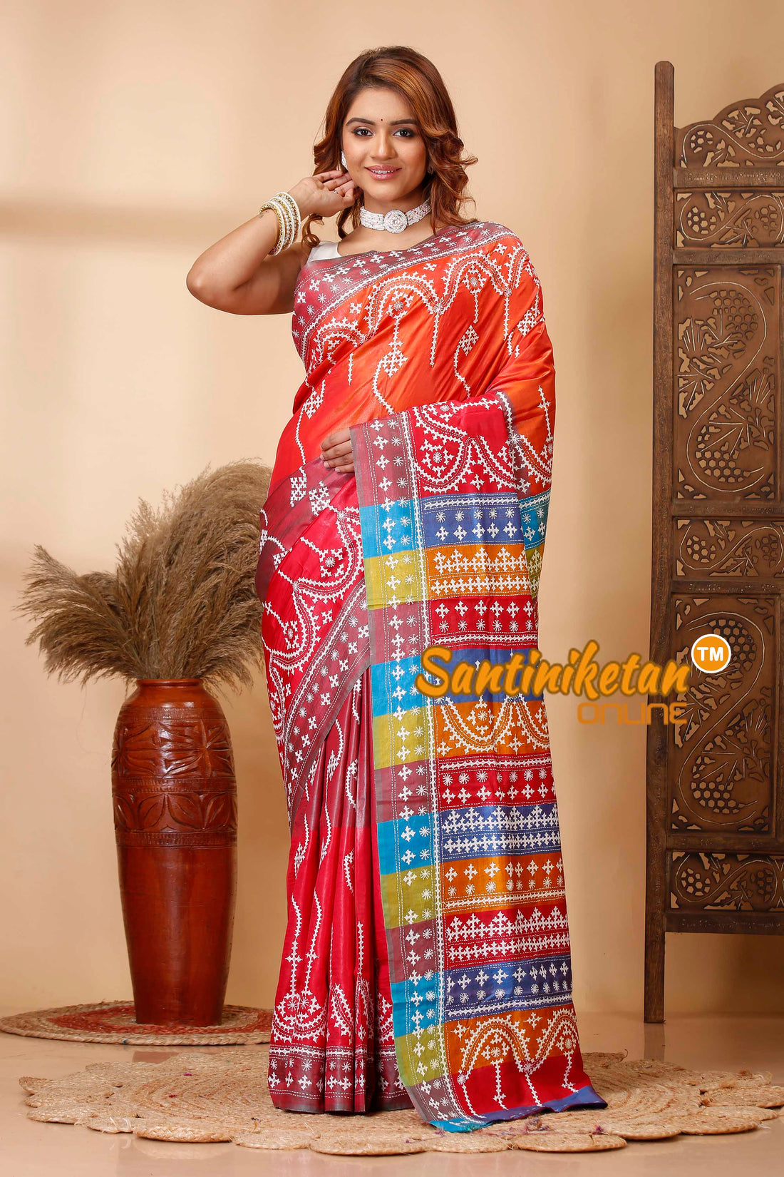 Pure Bishnupur Silk Gujrati Stitch Saree SN202521386