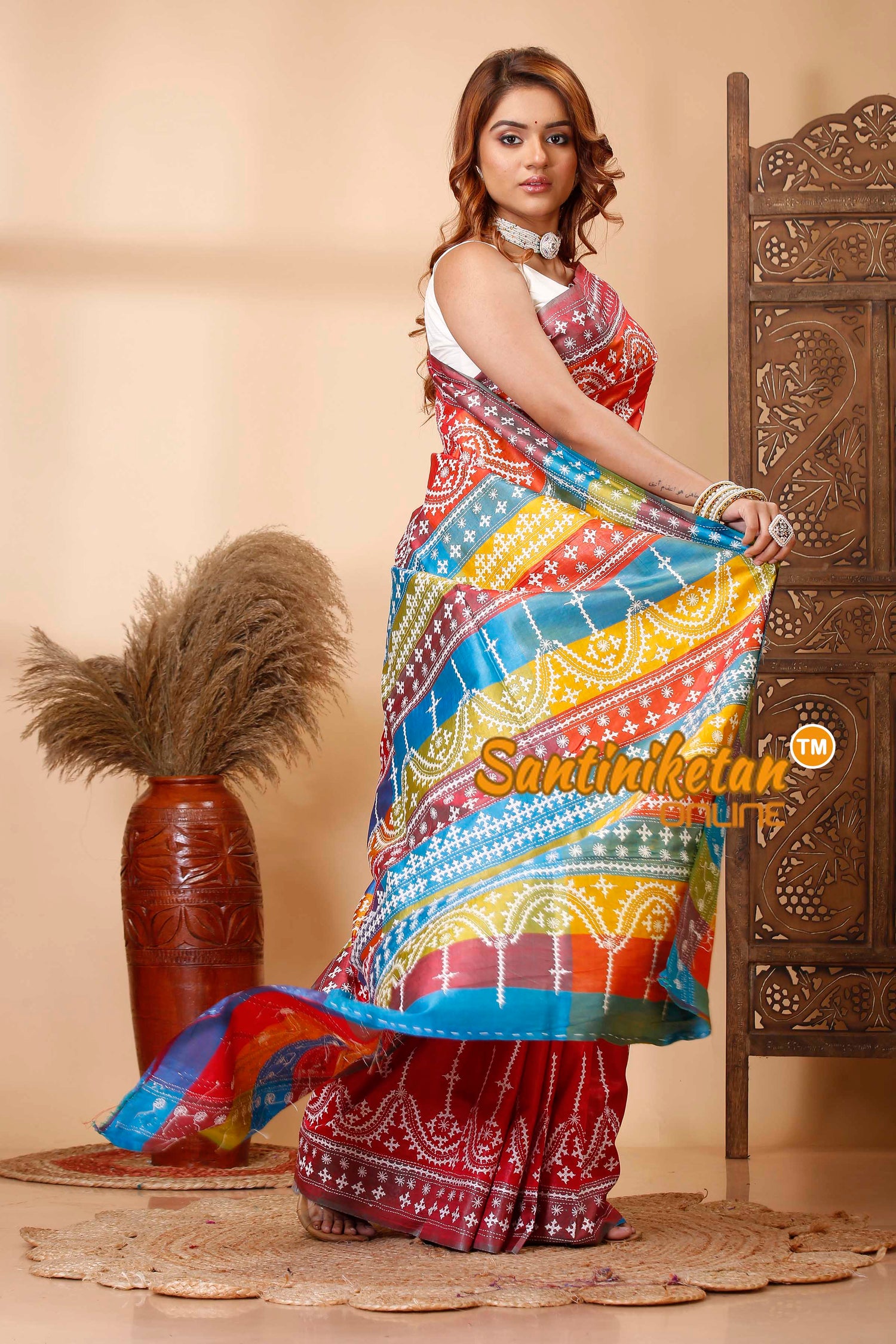 Pure Bishnupur Silk Gujrati Stitch Saree SN202521386