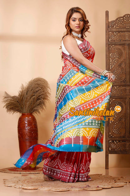 Pure Bishnupur Silk Gujrati Stitch Saree SN202521386