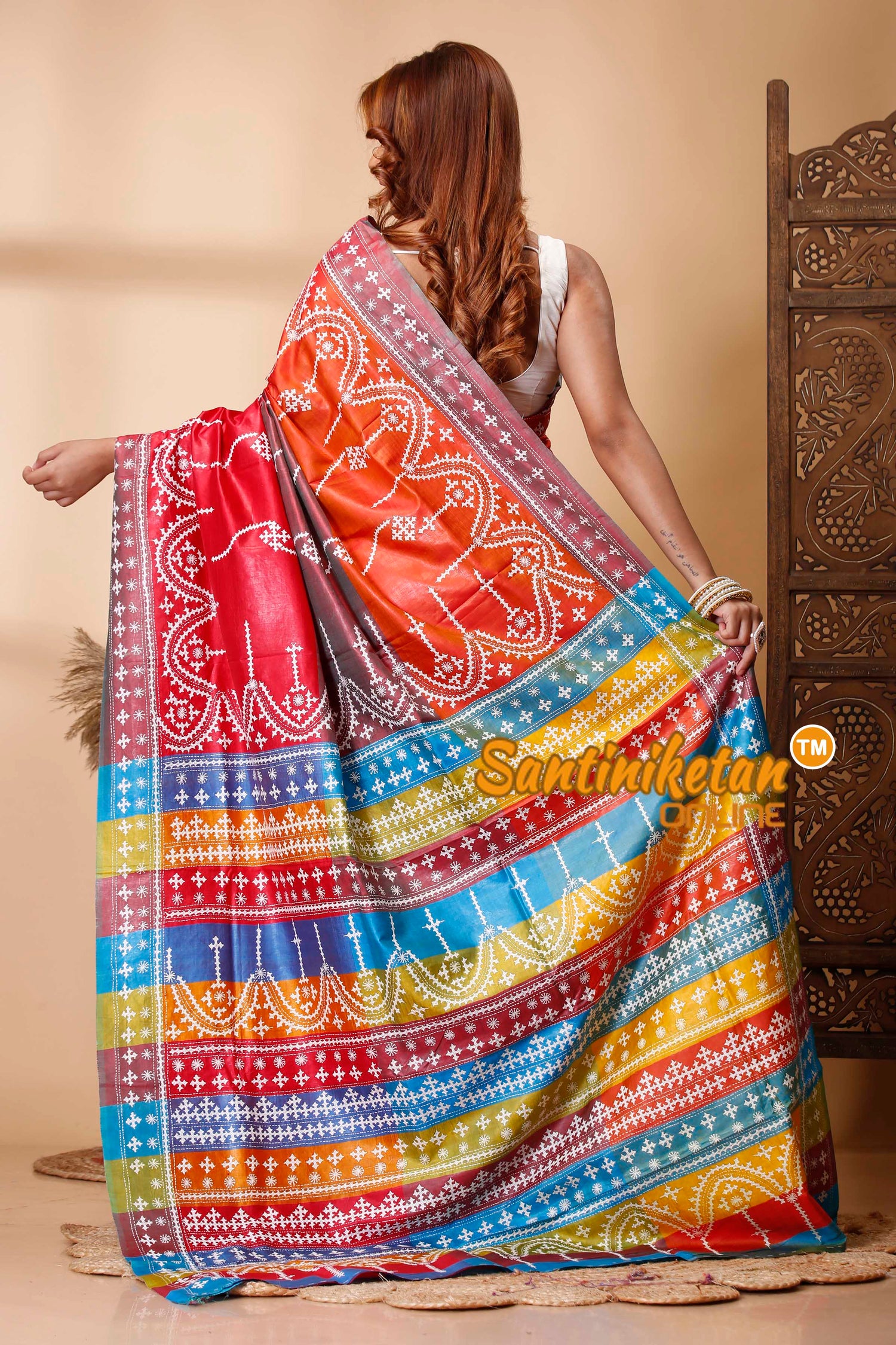 Pure Bishnupur Silk Gujrati Stitch Saree SN202521386