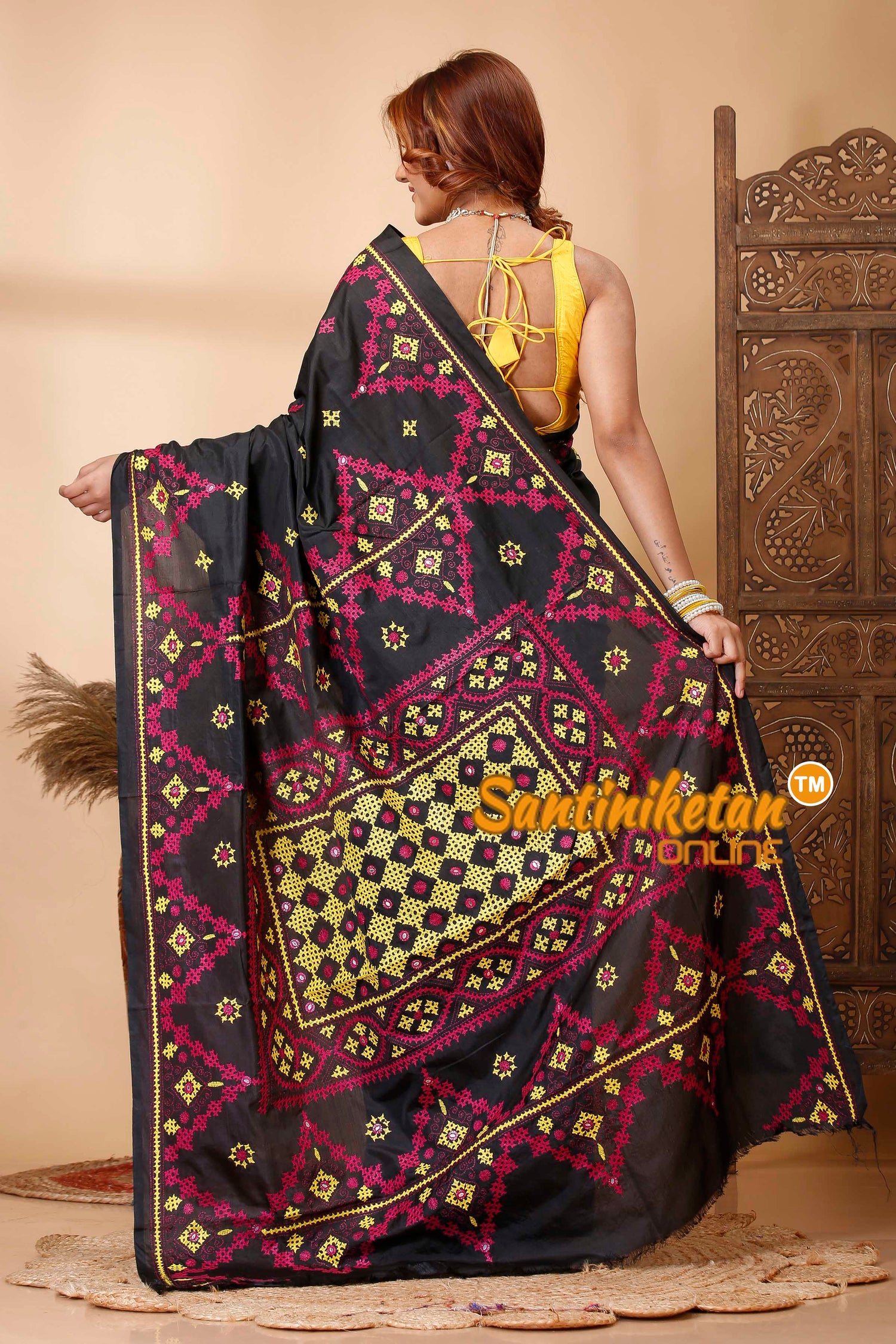 Butter Silk Gujrati Stitch Saree SN202521416