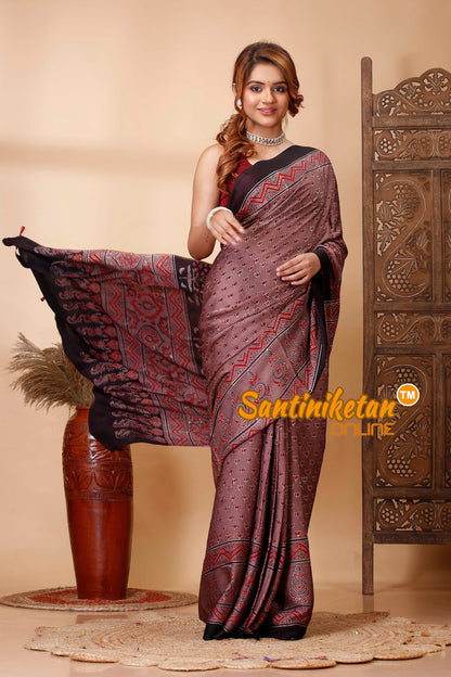 Ajrakh Hand Block On Modal Silk SN202521435