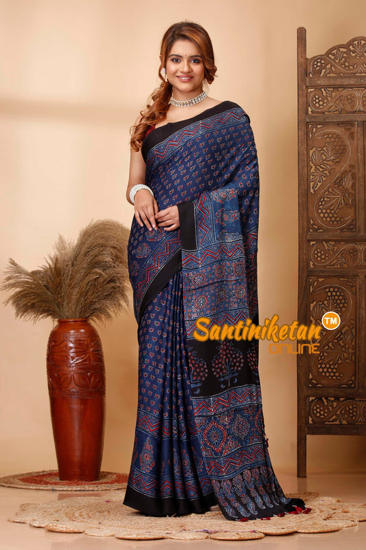 Ajrakh Hand Block On Modal Silk SN202521463