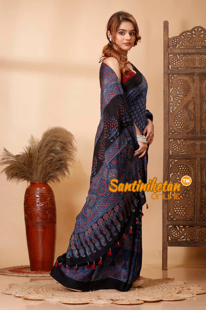 Ajrakh Hand Block On Modal Silk SN202521463