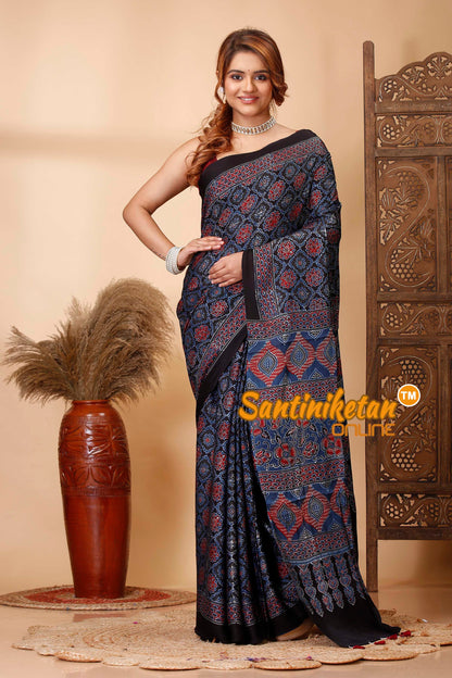 Ajrakh Hand Block On Modal Silk SN202521475