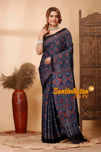 Ajrakh Hand Block On Modal Silk SN202521475