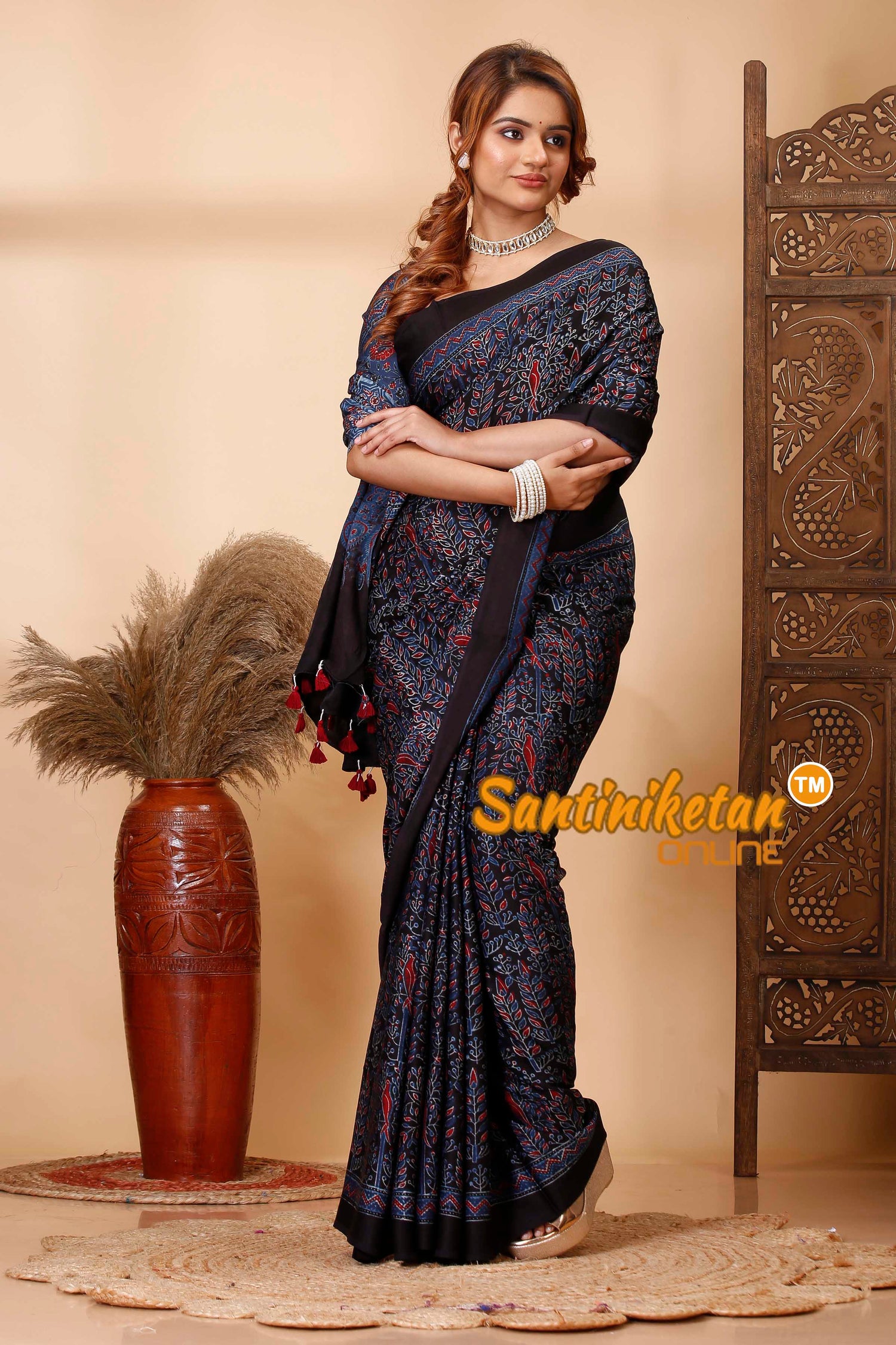 Ajrakh Hand Block On Modal Silk SN202521481
