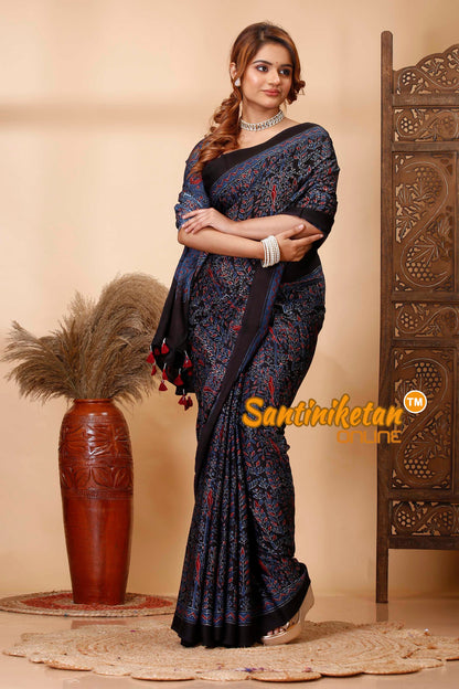 Ajrakh Hand Block On Modal Silk SN202521481