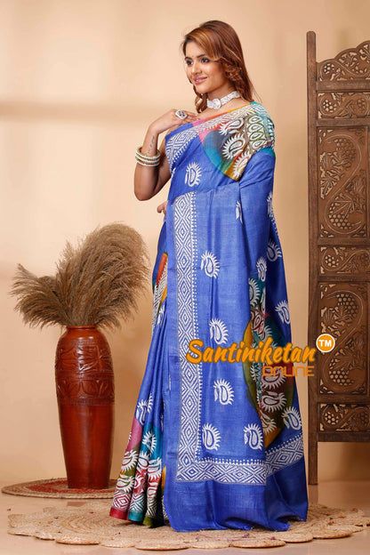 Pure Tussar Silk Kantha Stitch Saree SN202521553