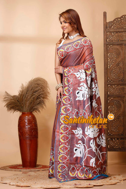 Bishnupuri (Katan) Silk Kantha Stitch Saree SN202521589