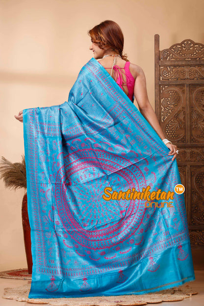 Pure Dye Tussar Silk Kantha Stitch Saree SN202521654