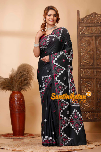 Butter Silk Gujrati Stitch Saree SN202521660