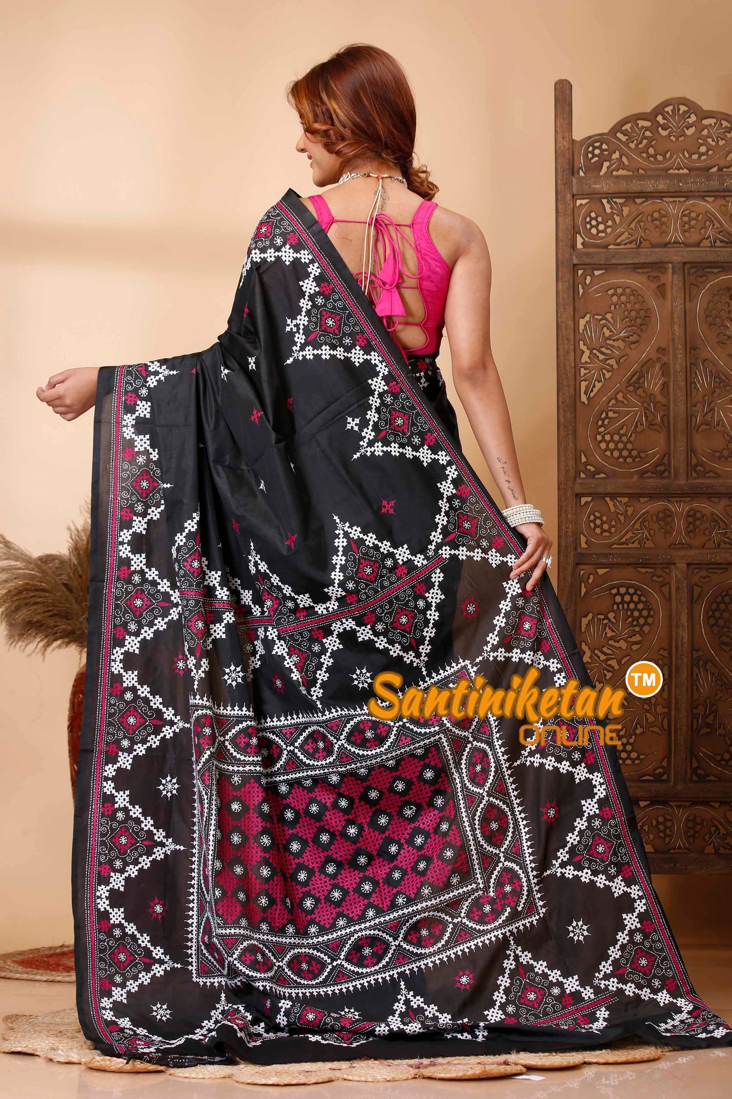 Butter Silk Gujrati Stitch Saree SN202521660
