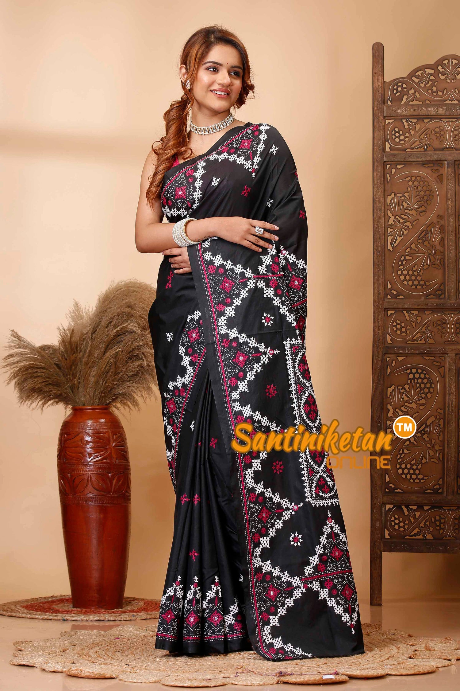 Butter Silk Gujrati Stitch Saree SN202521666