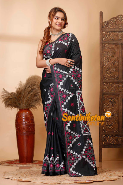 Butter Silk Gujrati Stitch Saree SN202521666