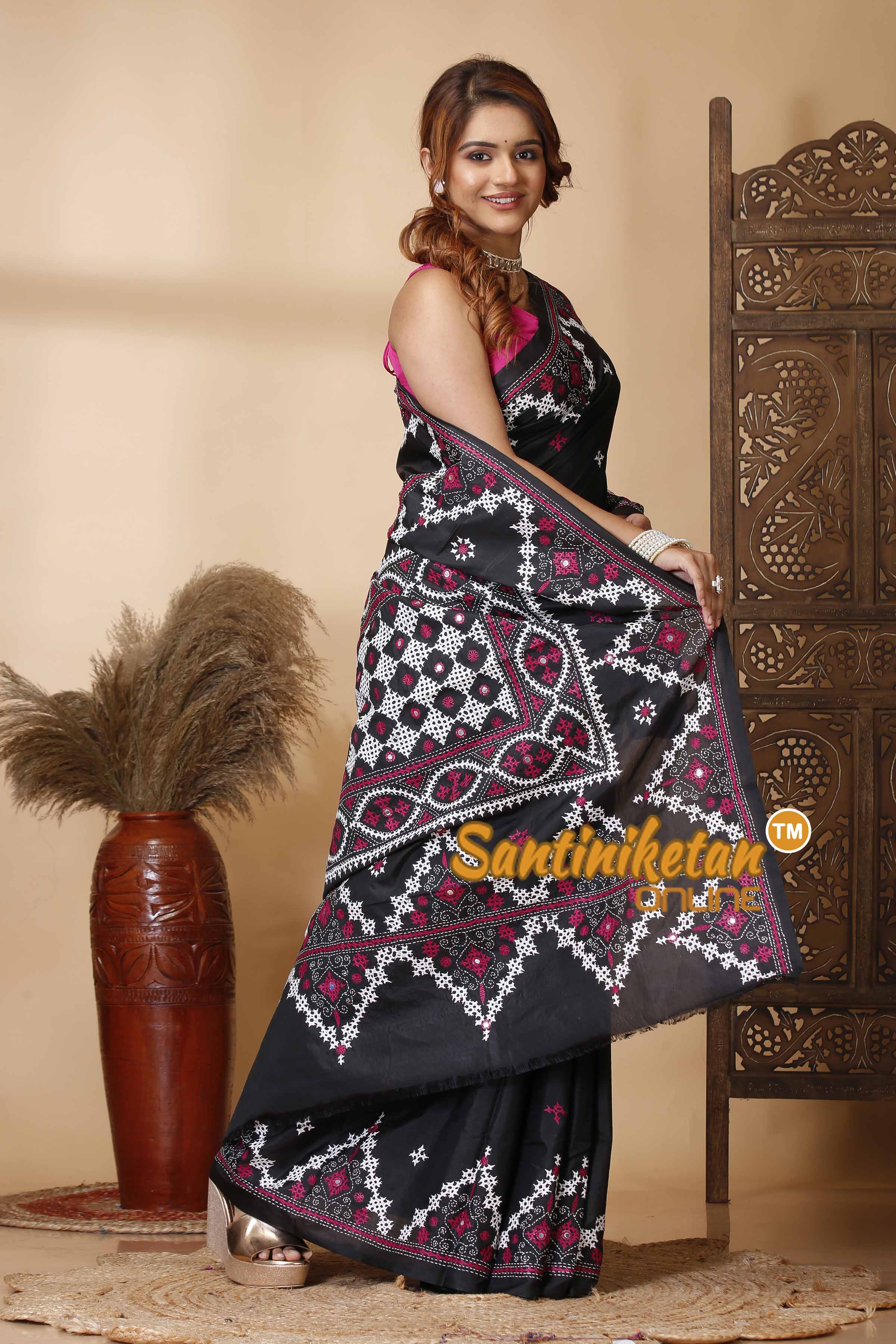 Butter Silk Gujrati Stitch Saree SN202521666