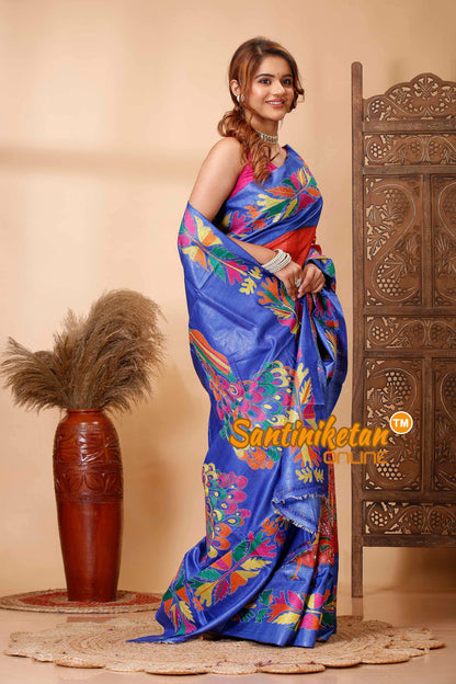 Dye Pure Gachi Tussar Silk Kantha Stitch Saree SN202521679
