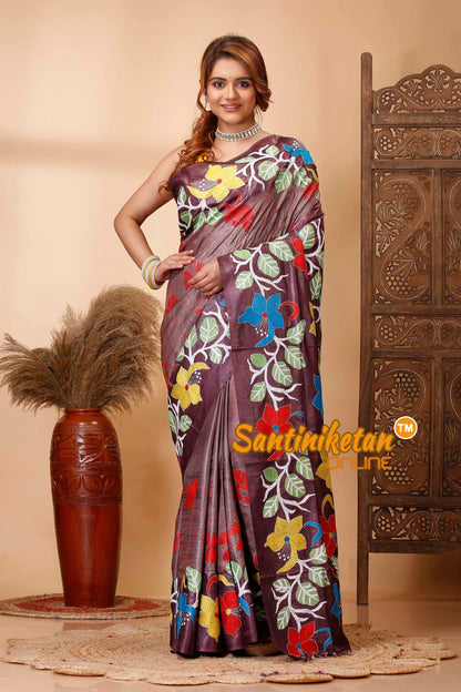 Dye Pure Gachi Tussar Silk Kantha Stitch Saree SN202521697
