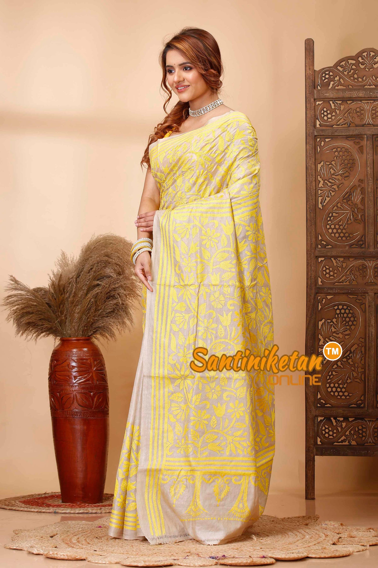 Pure Gachi Tussar Silk Kantha Stitch Saree SN202521716