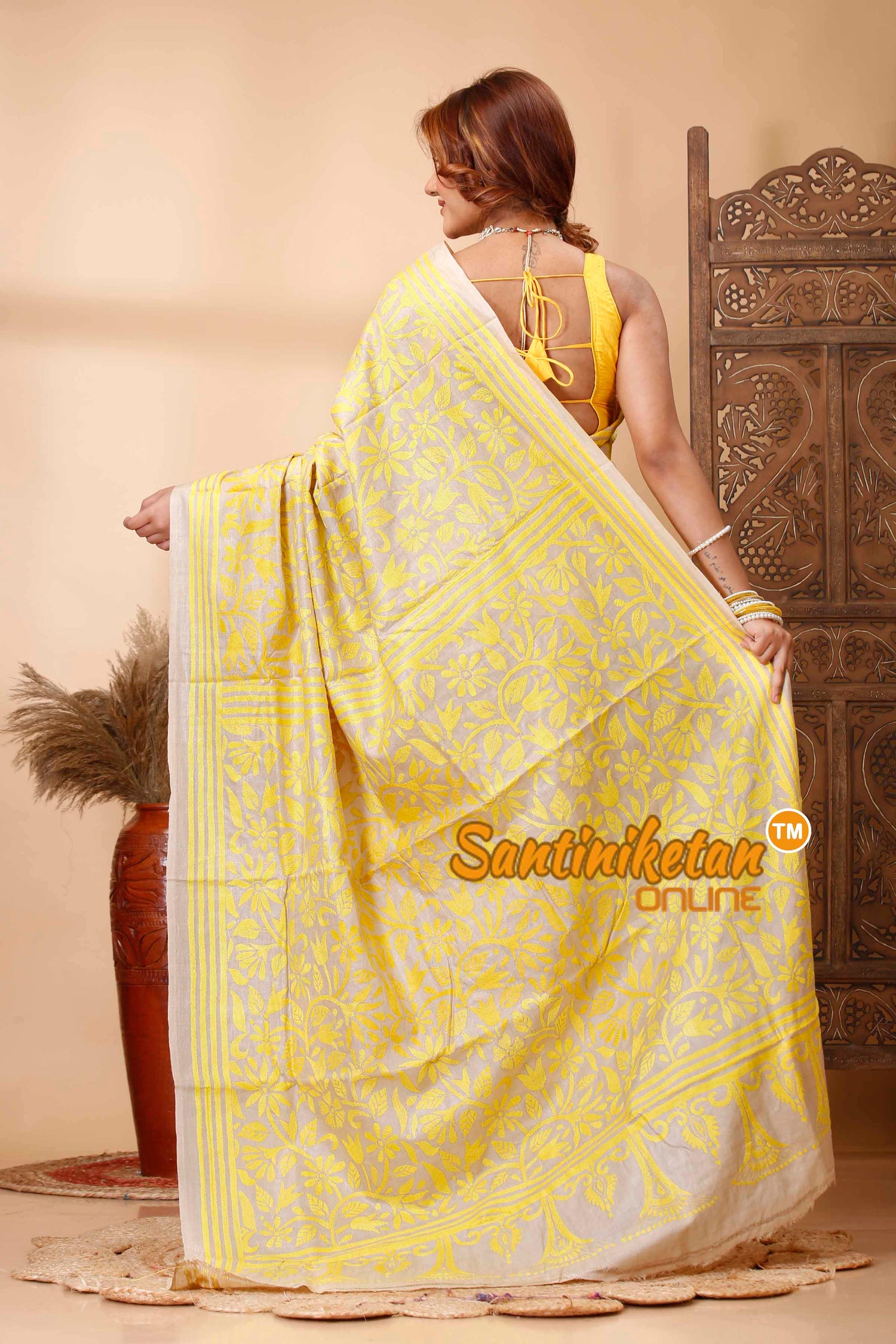 Pure Gachi Tussar Silk Kantha Stitch Saree SN202521716