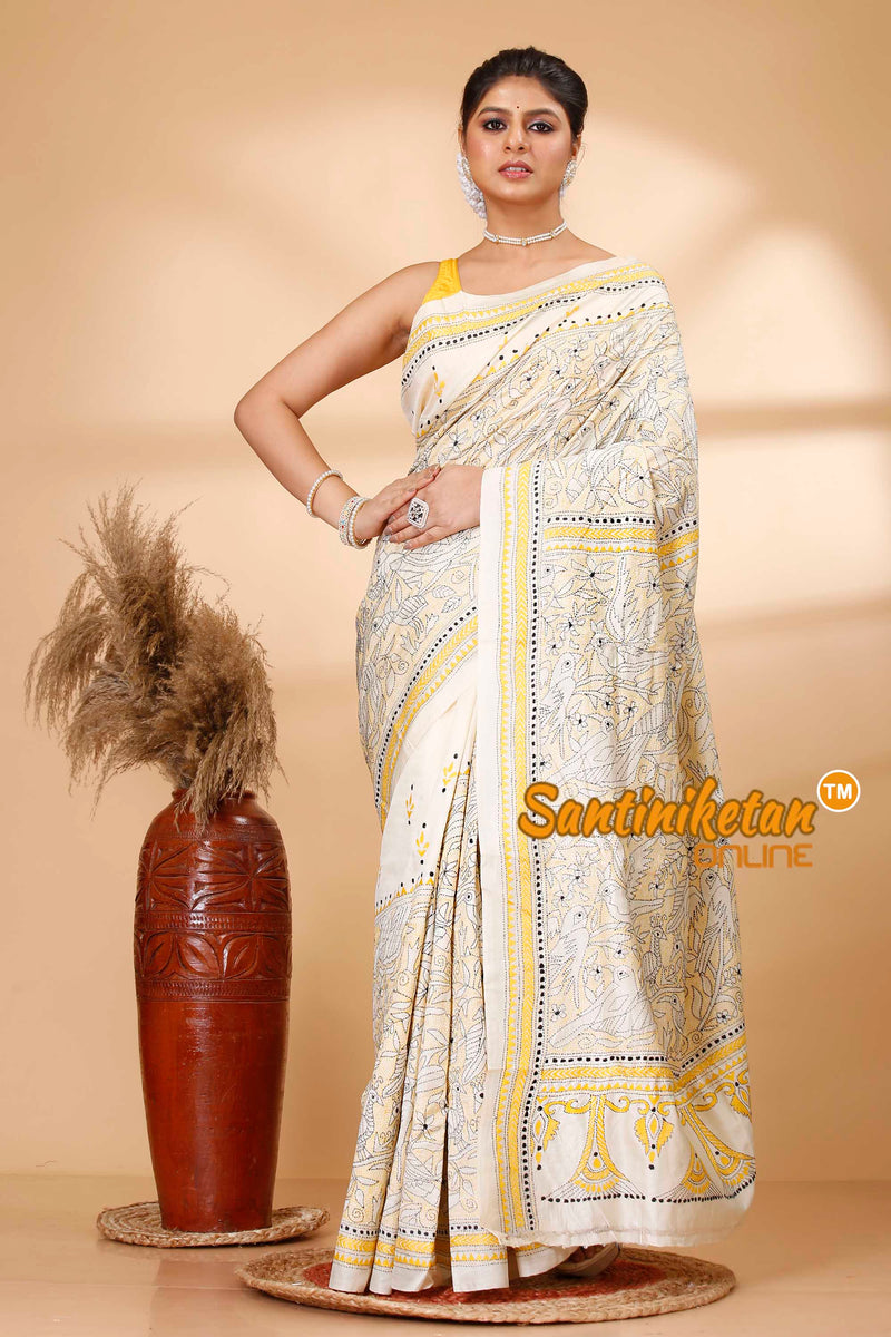 Tussar Silk Kantha Stitch Saree SN202521733