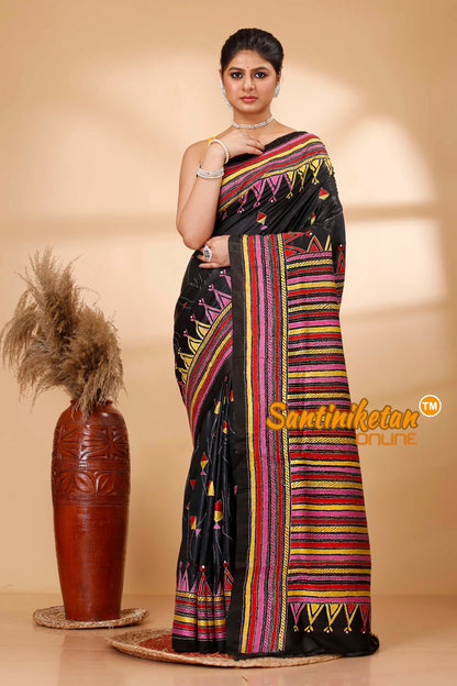 Pure Bangalore Silk Kantha Stitch Saree SN202521739