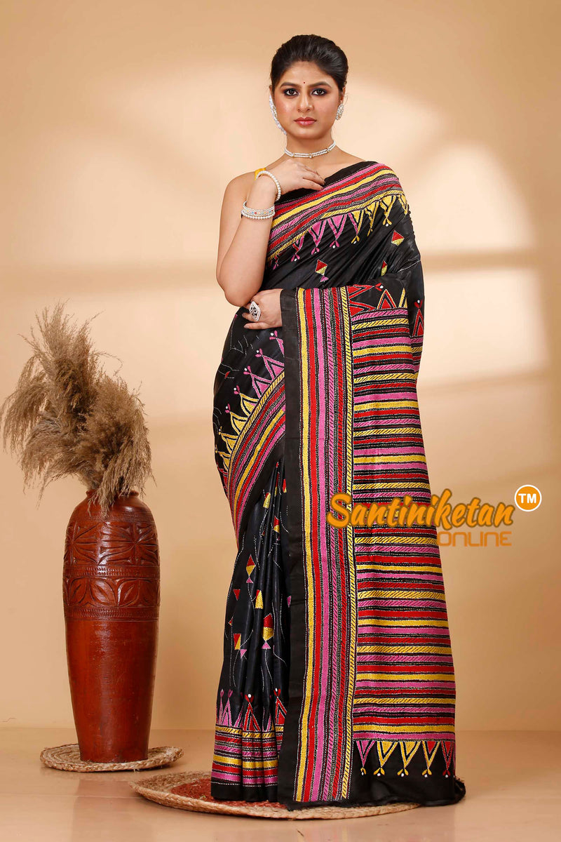 Pure Bangalore Silk Kantha Stitch Saree SN202521739