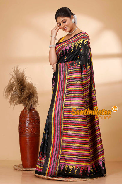 Pure Bangalore Silk Kantha Stitch Saree SN202521739