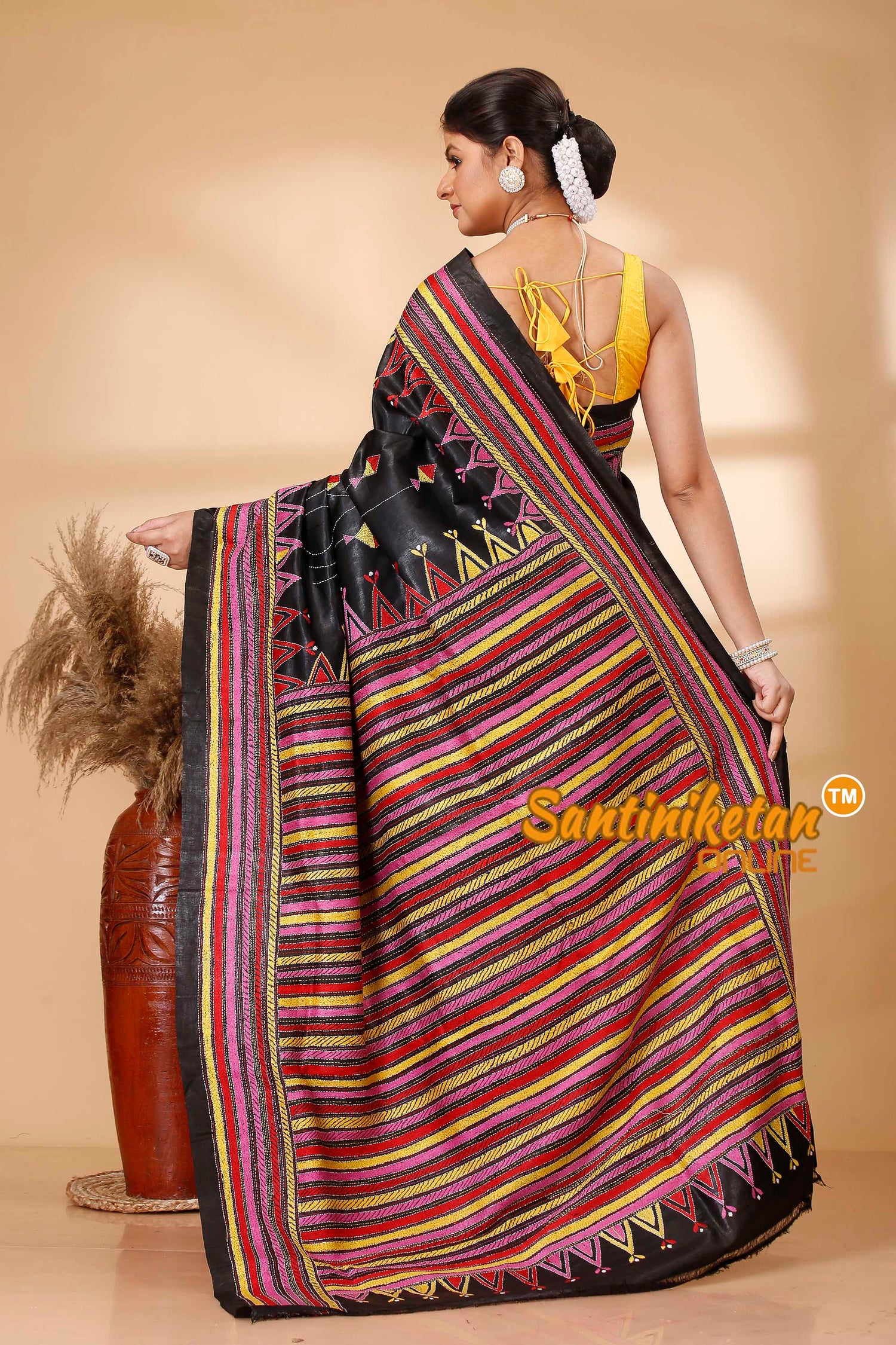 Pure Bangalore Silk Kantha Stitch Saree SN202521739