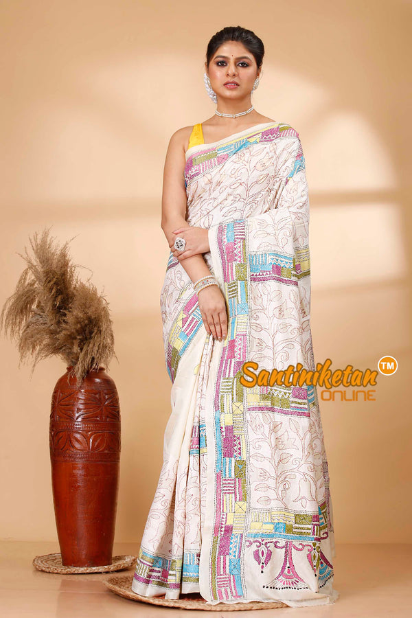 Tussar Silk Kantha Stitch Saree SN202521745