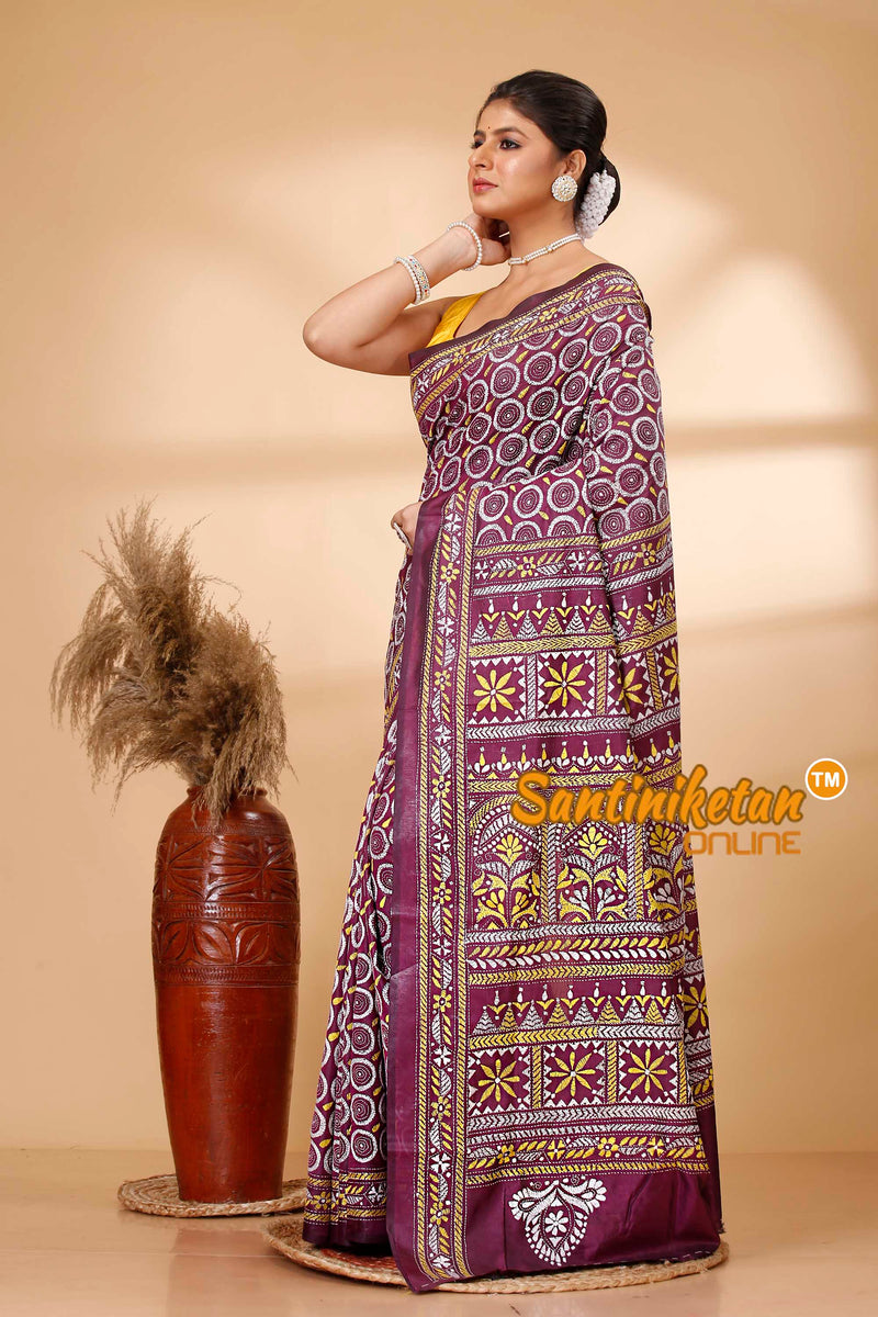 Butter Silk Kantha Stitch Saree SN202521751