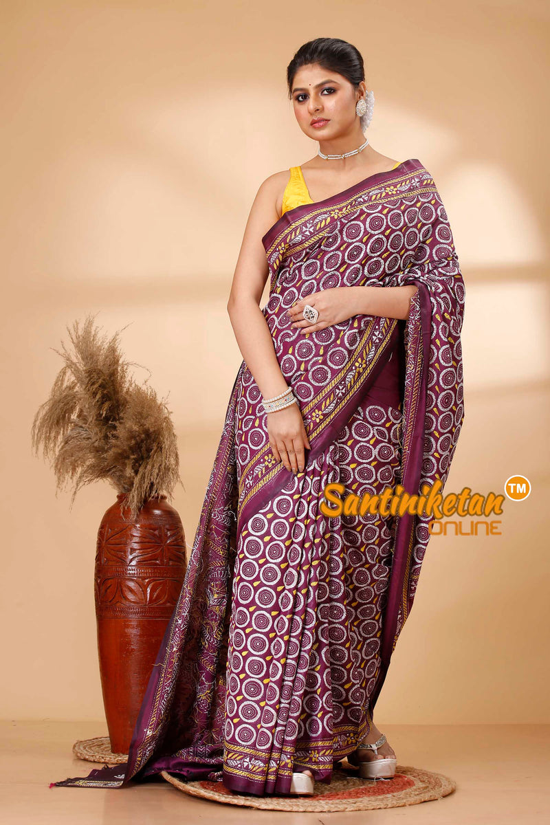 Butter Silk Kantha Stitch Saree SN202521751