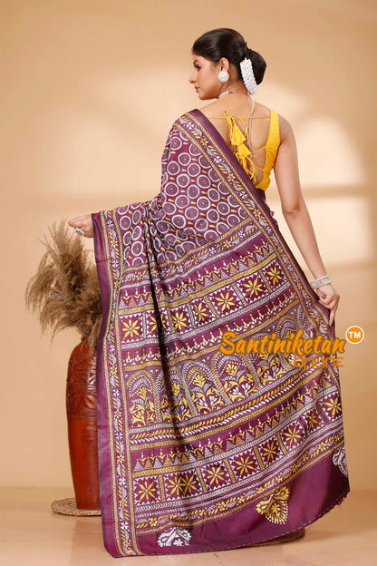 Butter Silk Kantha Stitch Saree SN202521751