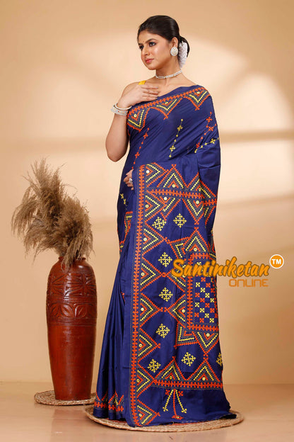 Butter Silk Gujrati Stitch Saree SN202521757