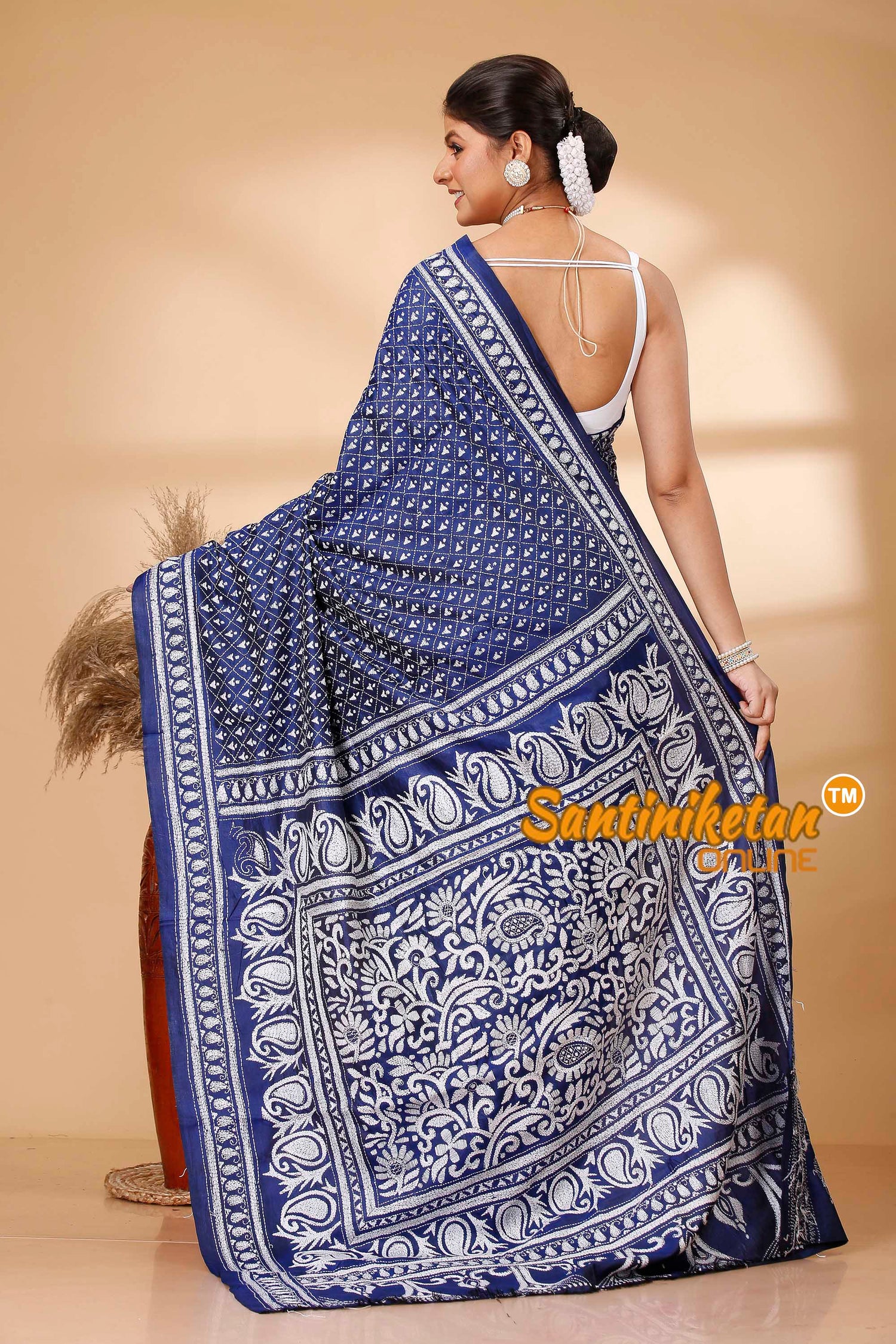 Pure Bangalore Silk Kantha Stitch Saree SN202521769
