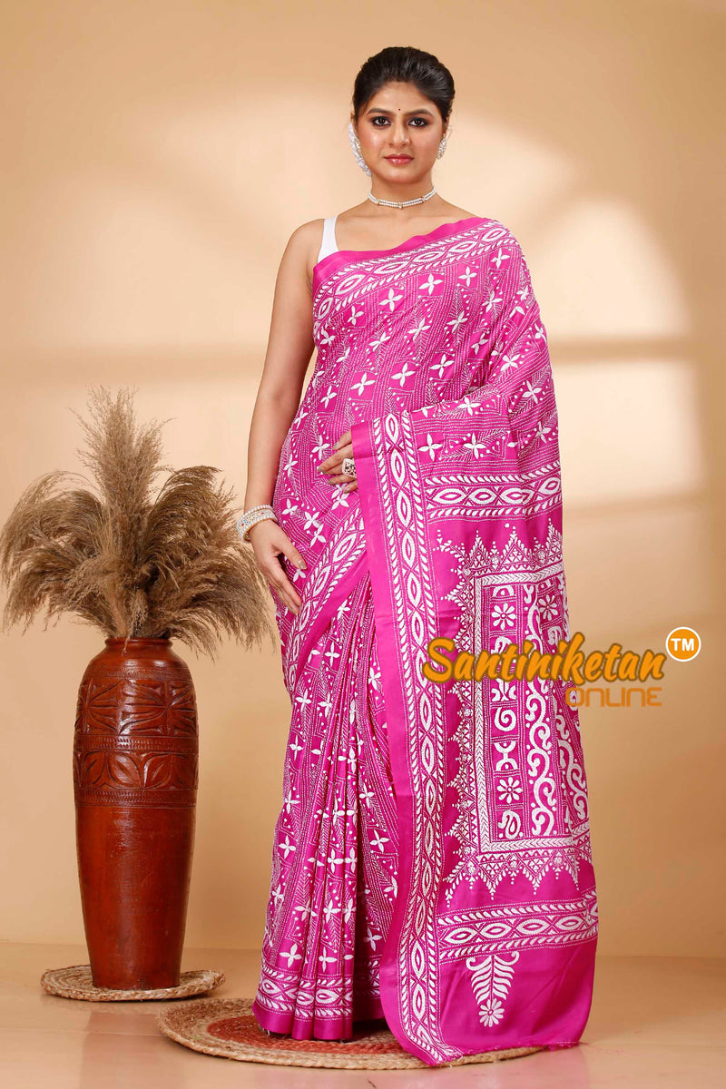 Butter Silk Kantha Stitch Saree SN202521775