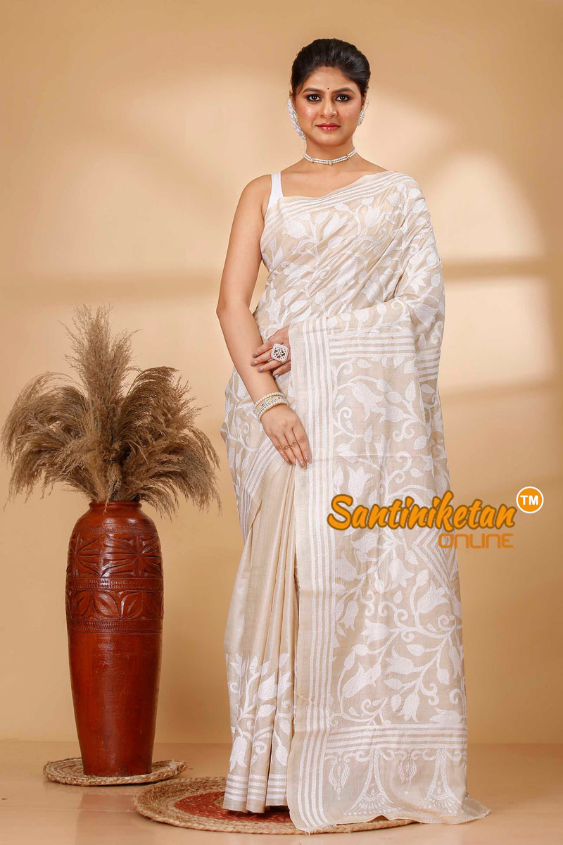 Pure Gachi Tussar Silk Kantha Stitch Saree SN202521799