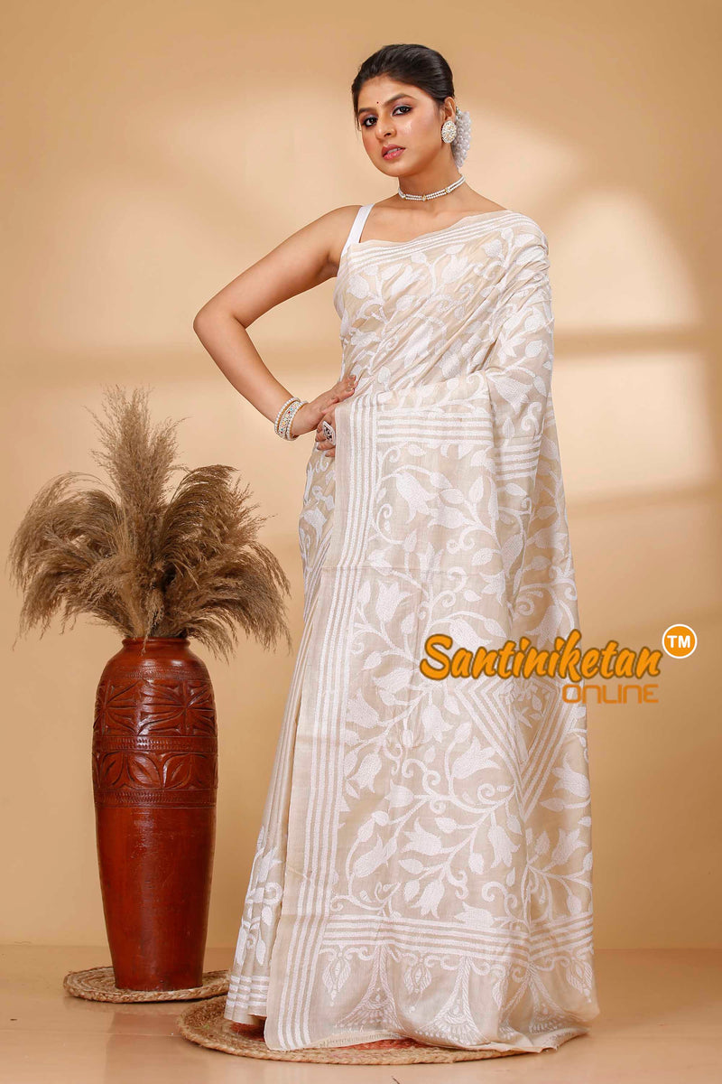 Pure Gachi Tussar Silk Kantha Stitch Saree SN202521799