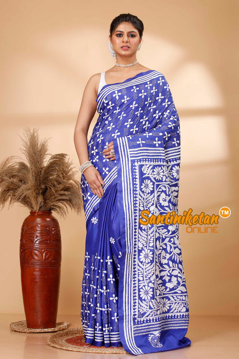 Butter Silk Kantha Stitch Saree SN202521818